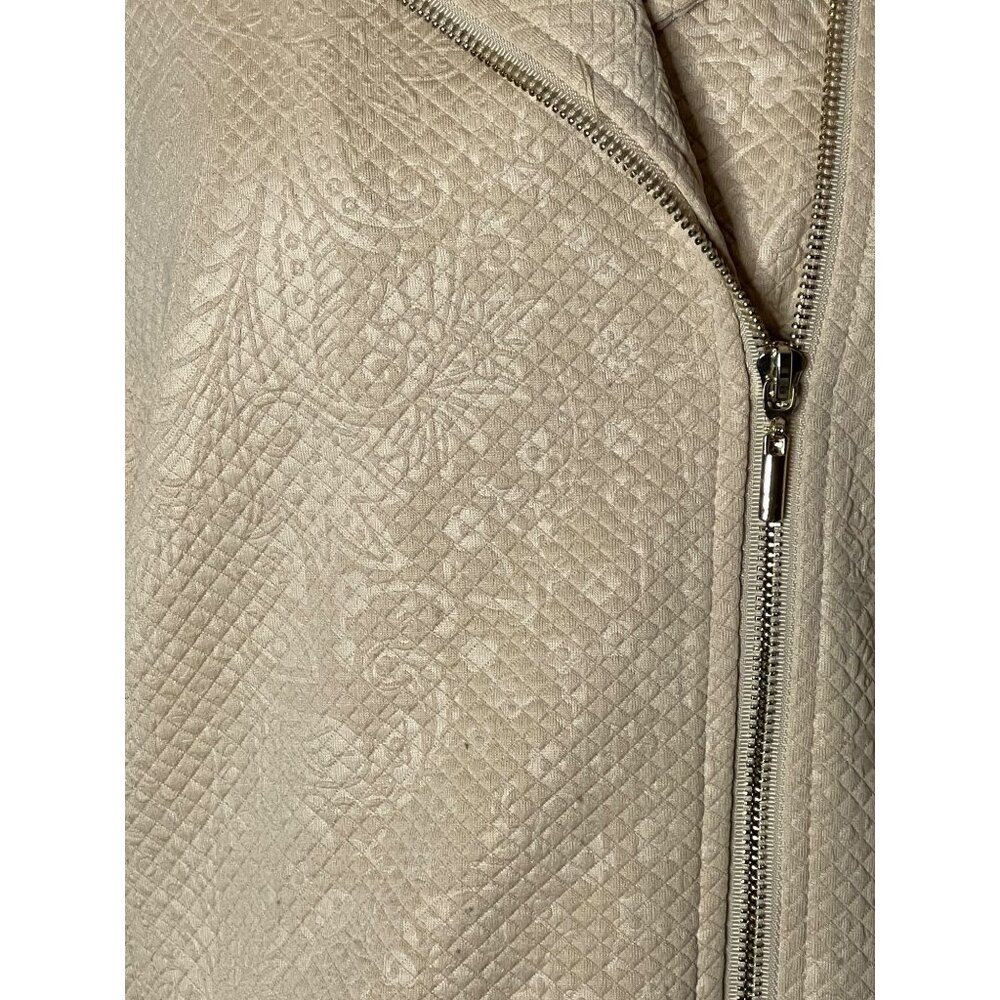 Chico's Size 2 US L-12 Beige Textured Jacquard Jacket Business Preppy Minimalist - Picture 12 of 16